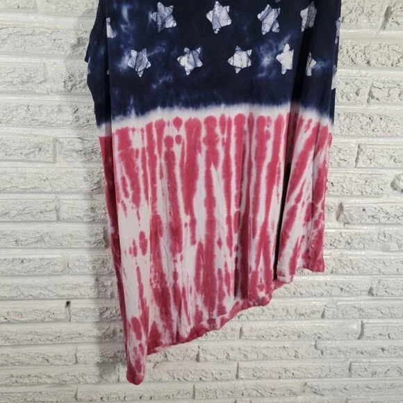 Chaps Women's Plus Size 2X 4th of July Shift Tank Dress Red Blue Asymmetric D1E - Picture 8 of 12